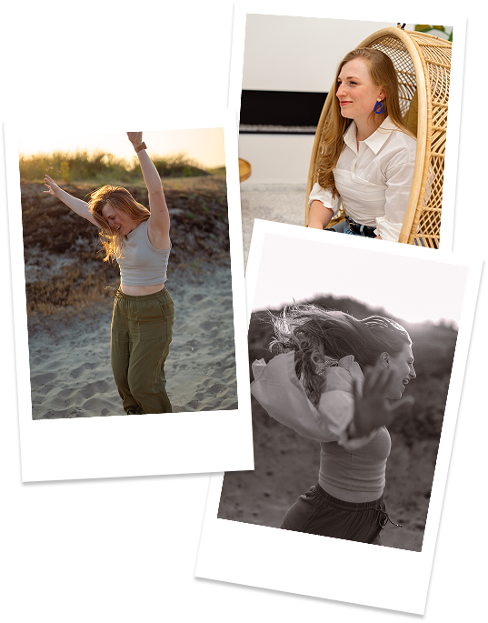 Drie leuke polaroids van lachende Joy